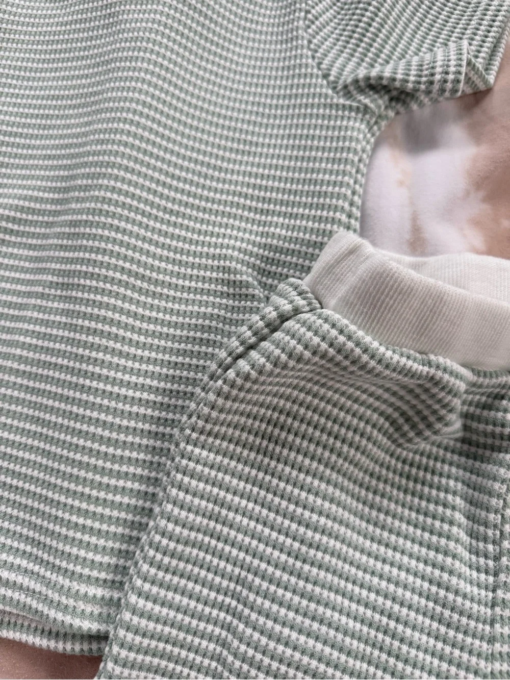 4-5Y Waffle Knit Short Set in Sage Green